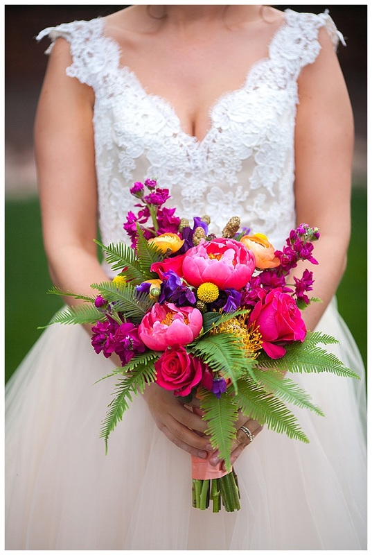 denver wedding planner, bright wedding bouquet, peony bridal bouquet