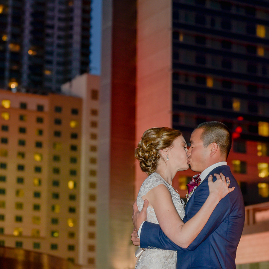 Bride and groom night portrait downtown, denver wedding planner, colorado wedding planner, real weddings, sweetly paired