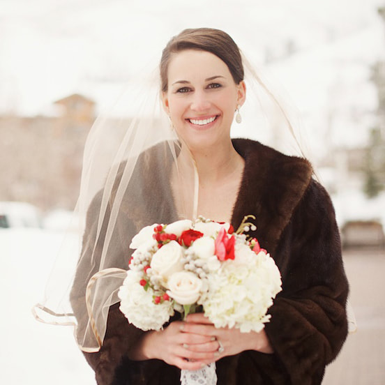Bridal portrait, vail chapel, sonnenalp, mountain wedding, vail wedding planner, colorado wedding planner, sweetly paired, winter wedding inspiration, lace wedding gown, fur coat