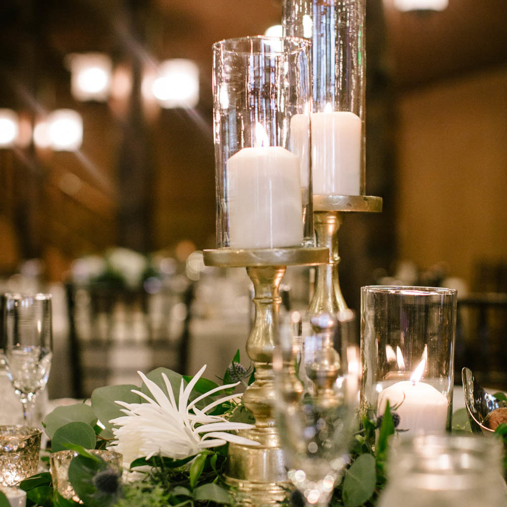 gold pillar candle centerpieces, rustic chic wedding, spruce mountain ranch wedding planner, colorado wedding inspiration, mountain wedding planner, destination weddings