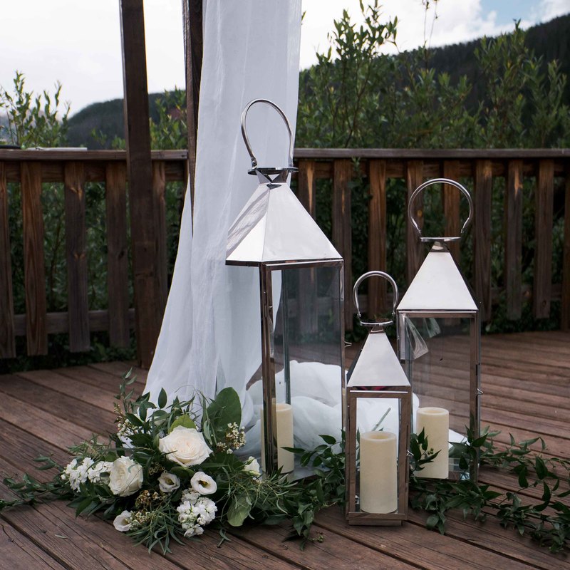 piney river ranch wedding ceremony decor, lanterns, mountain wedding inspiration, vail wedding planners, beaver creek wedding planning