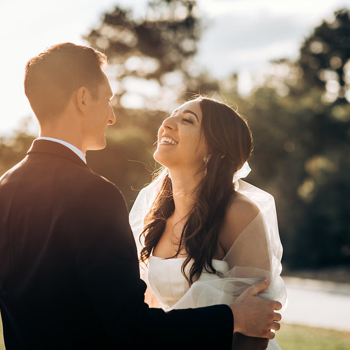 Bride and groom portrait in city park, denver wedding planner, colorado wedding planner, classy formal real weddings, sweetly paired